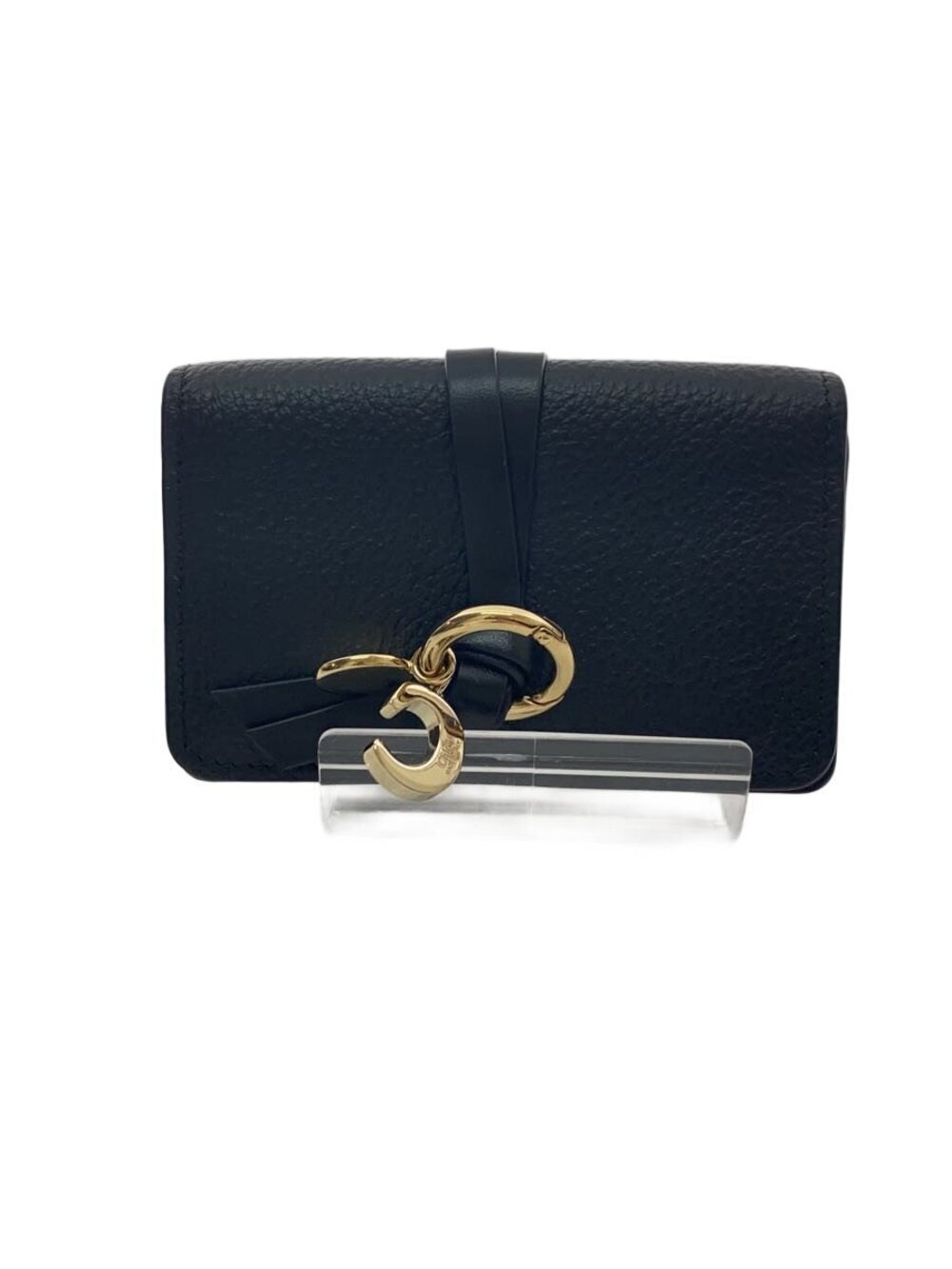 Chloe ALPHABET Card Case Wallet Leather Black